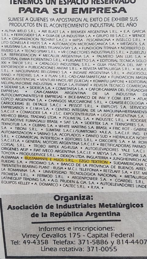 Listado de expositores de la feria de ADIMRA con Bustamante e Hijos - E-Z-GO Textron